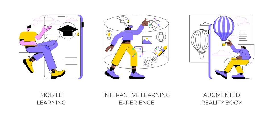 Interactive learning abstract concept vector illustrations. 스톡 일러스트