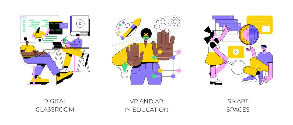 Interactive learning abstract concept vector illustrations. Illustrazione stock