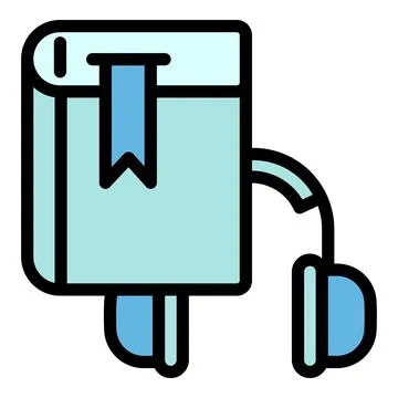 Interactive learning audio book icon, outline style Stock Illustration