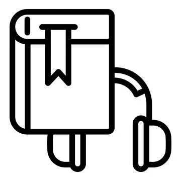 Interactive learning audio book icon, outline style Stock Illustration