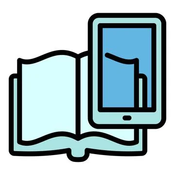 Interactive learning book search icon, outline style Stock Illustration