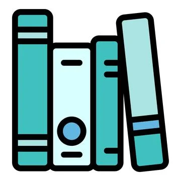 Interactive learning book stack icon, outline style Stock Illustration