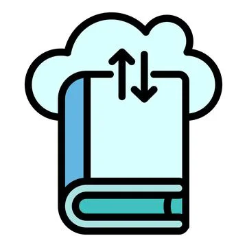 Interactive learning cloud book icon, outline style Stock Illustration