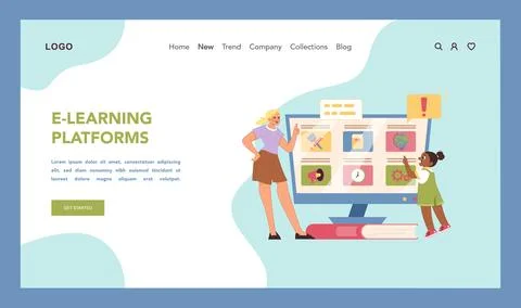 Interactive learning concept. Flat vector illustration Illustrazione stock