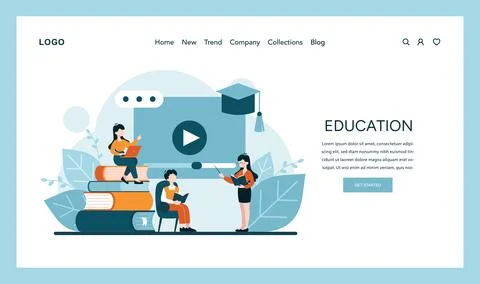 Interactive learning with digital platforms and books Stock Illustration