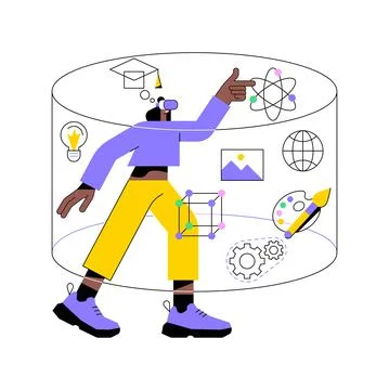 Interactive learning experience abstract concept vector illustration. Stock Illustration