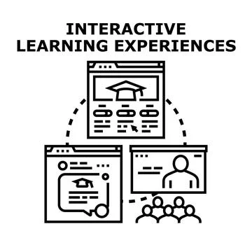 Interactive learning experiences connecting online education platforms Stock Illustration