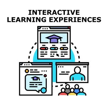 Interactive learning experiences connecting online education platforms Stock Illustration