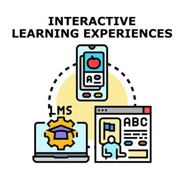 Interactive learning experiences with digital educational technology Stockillustratie
