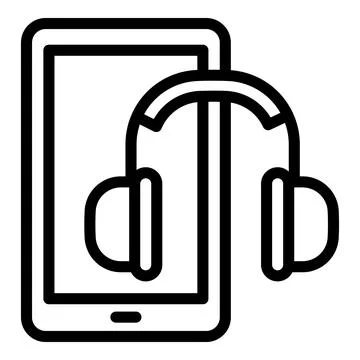 Interactive learning headphones icon, outline style Illustrazione stock
