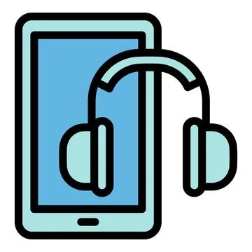Interactive learning headphones icon, outline style Illustrazione stock