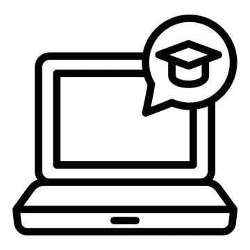Interactive learning home laptop icon, outline style Stock Illustration