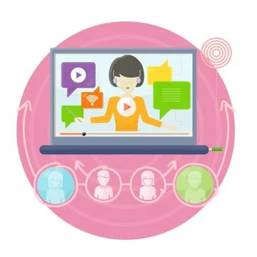 Interactive Learning on Laptop Screen Illustrazione stock