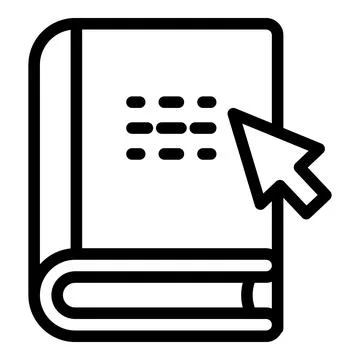 Interactive learning online book icon, outline style Illustrazione stock