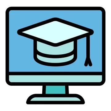 Interactive learning online graduated icon, outline style Stockillustratie