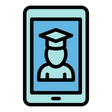 Interactive learning online graduated icon, outline style Illustrazione stock