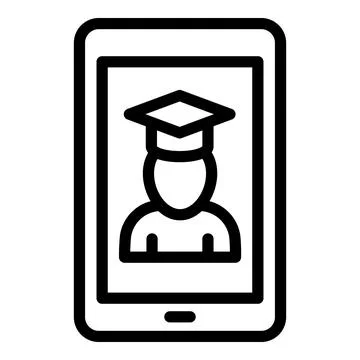 Interactive learning online graduated icon, outline style 스톡 일러스트