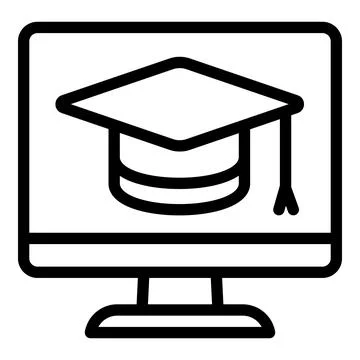 Interactive learning online graduated icon, outline style Illustrazione stock