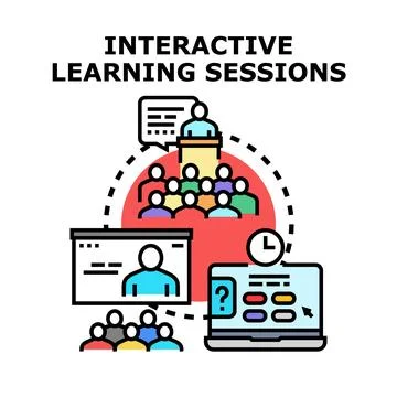 Interactive learning sessions and remote education concept Stock Illustration