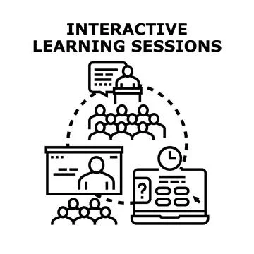 Interactive learning sessions and remote education concept Stock Illustration