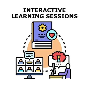 Interactive learning sessions for online education and skill development Stock Illustration