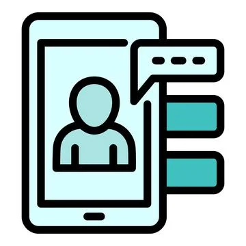 Interactive learning smartphone chat icon, outline style Illustrazione stock