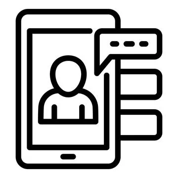 Interactive learning smartphone chat icon, outline style Illustrazione stock