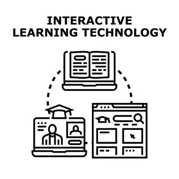 Interactive learning technology connecting students and educational content Stock Illustration