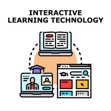 Interactive learning technology connecting students and educational content 스톡 일러스트
