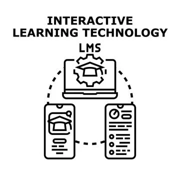 Interactive learning technology lms with online education system 库存插图