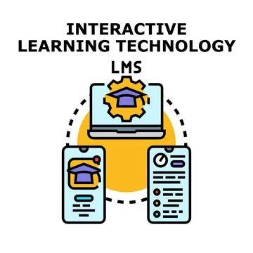 Interactive learning technology lms with online education system 스톡 일러스트