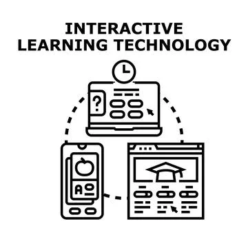 Interactive learning technology using digital devices and online education Stock Illustration