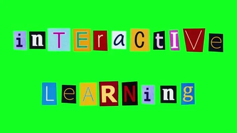 Interactive learning title made of rectangle pieces of paper crumpling and Stock Footage 316162497