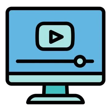 Interactive learning video icon, outline style Illustrazione stock
