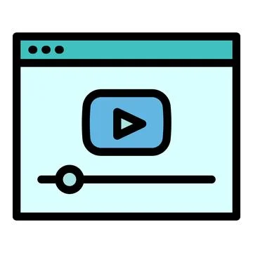 Interactive learning video online icon, outline style Illustrazione stock