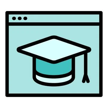 Interactive learning web page icon, outline style Stock Illustration