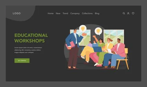 Interactive learning workshop. Flat vector illustration Stock Illustration