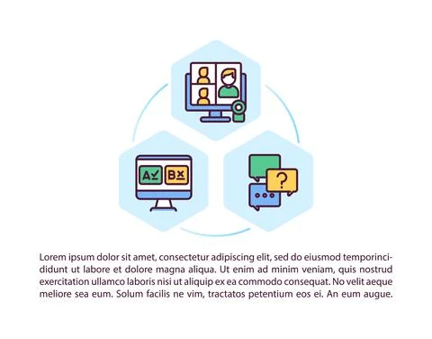 Interactive live streaming concept line icons with text Illustrazione stock
