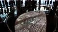Interactive map on observation deck inside Burj Khalifa skyscraper in Dubai, UAE HD Footage