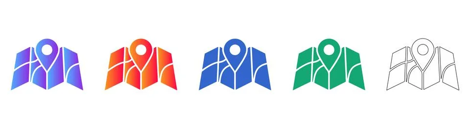 Interactive Map Pin Location Icons Stock Illustration