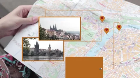 Interactive map of Prague Stock Footage 42331477