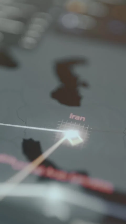 Interactive map visualizing Iran involved in cyberattacks as origin and target Stock Footage 330239320