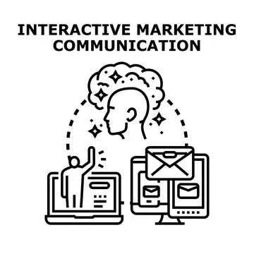 Interactive marketing communication digital strategy delivering feedback Illustrazione stock