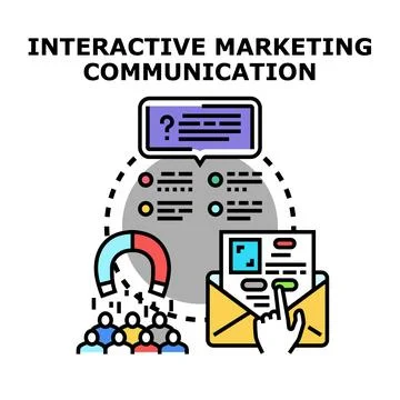 Interactive marketing communication engaging customers and audience Stock Illustration