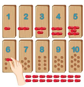 Interactive Math Learning with Counting Boards Stock Illustration