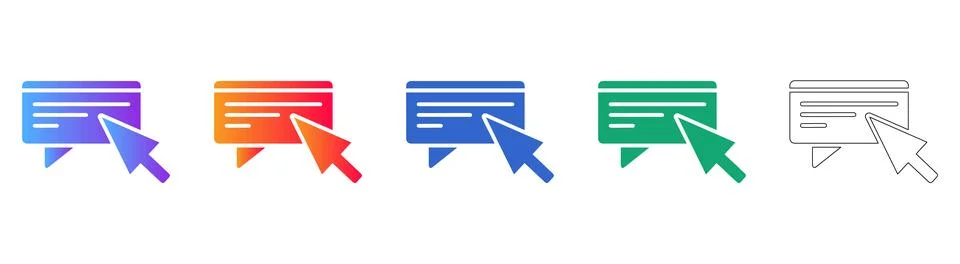 Interactive Message Box Interface Icon Set 스톡 일러스트