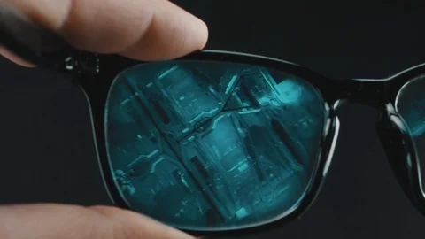 Interactive Minimalist Augmented Reality Glasses Gaming Stock Footage 81504018