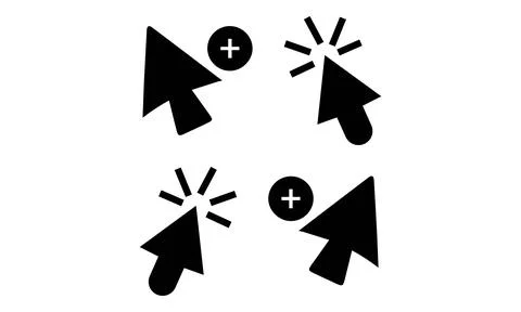 Interactive Mouse Cursor Pointer and Clicker Icons 库存插图