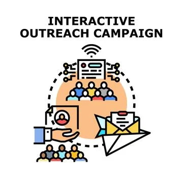 Interactive multichannel outreach campaign connecting with audience Stock Illustration