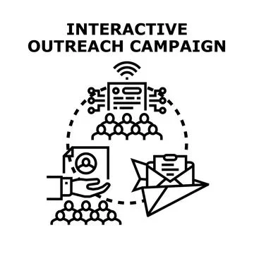 Interactive multichannel outreach campaign connecting with audience Stock Illustration